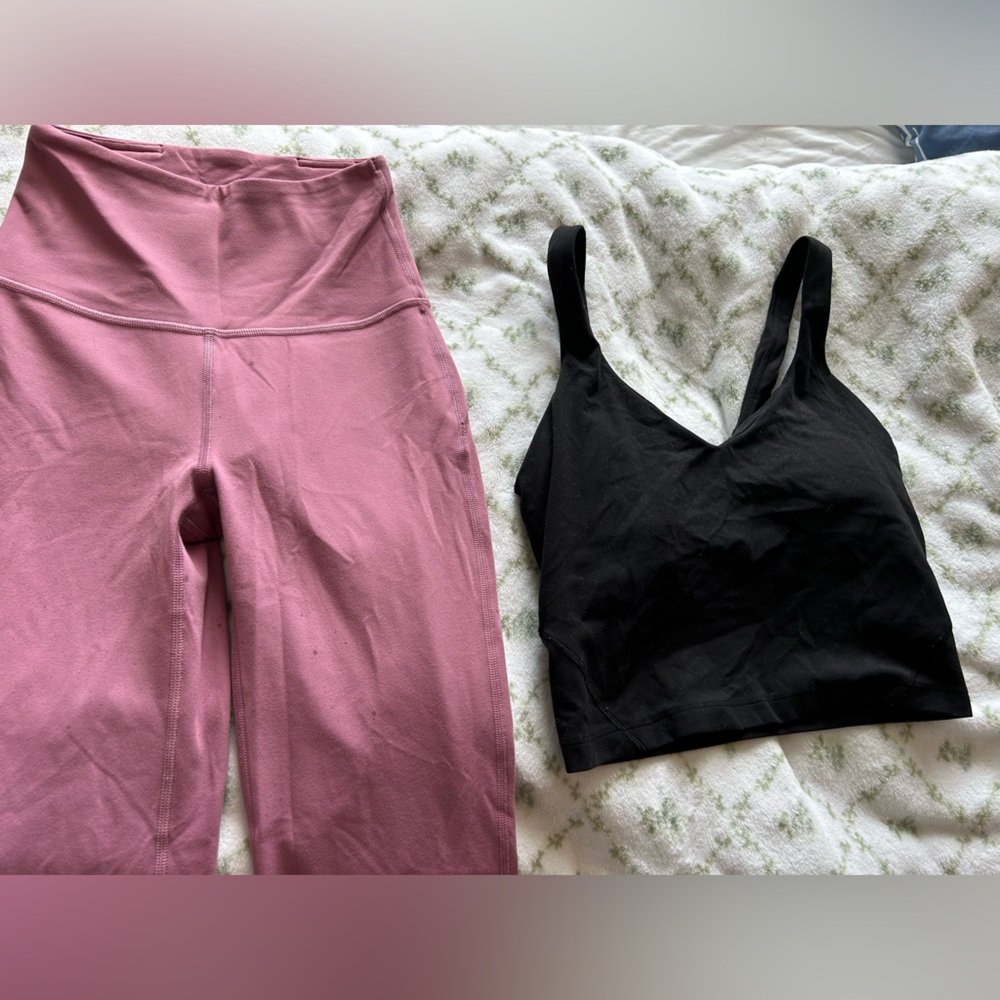 Black Crop Top and Pink Leggings Set